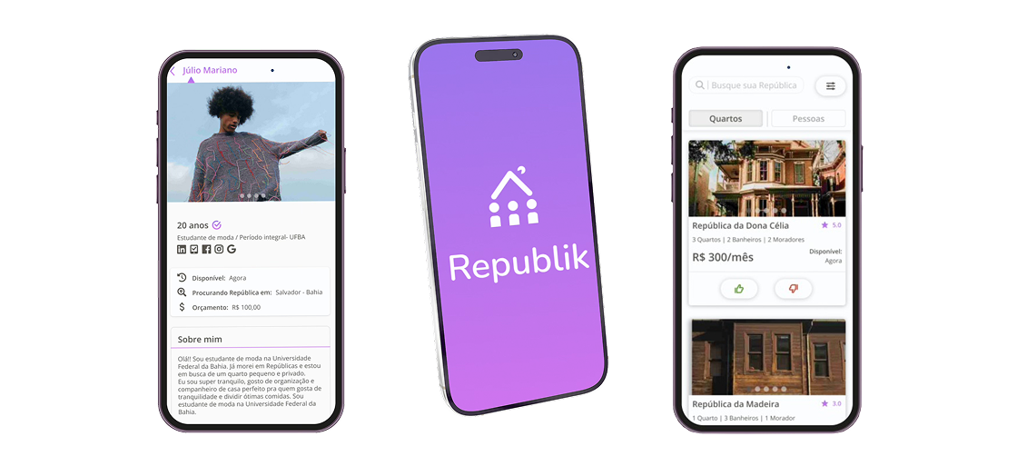 Mockups do aplicativo Republik